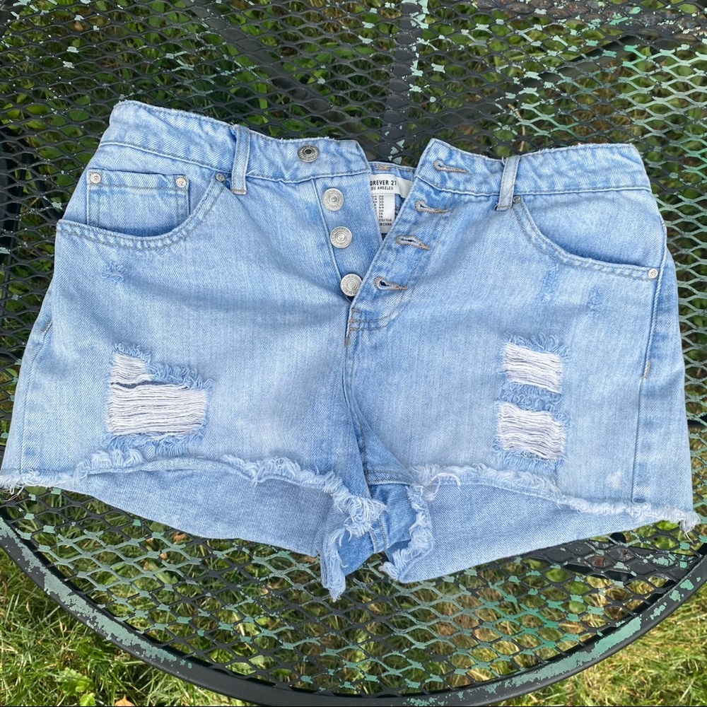 FOREVER 21 jean shorts with rips and multiple buttons - size 30